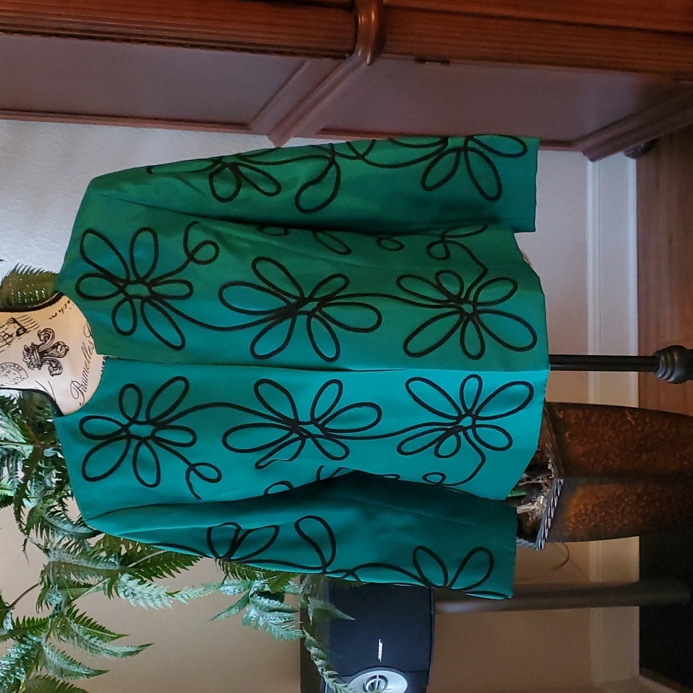 Kasper emerald green open front blazer